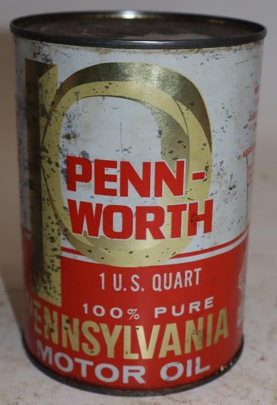 Penn-Worth One Quart Metal Oil Can: Full. 32oz