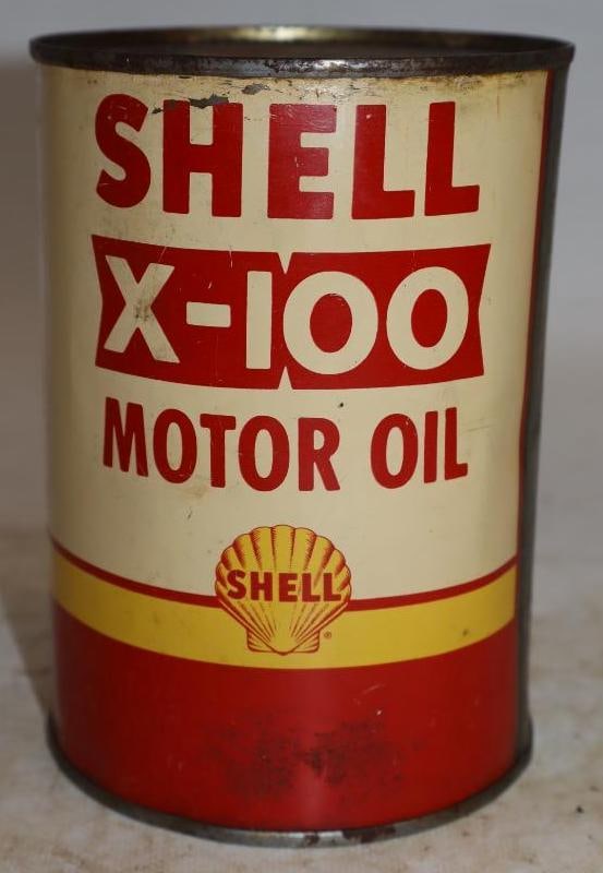 Shell X-100 One Quart Metal Oil Can (1 of 4)