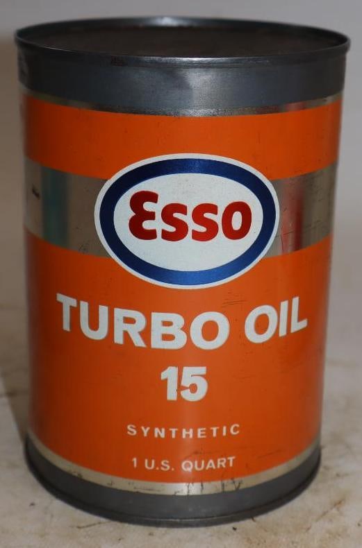 Esso Turbo 15 One Quart Metal Oil Can: Full. 32oz