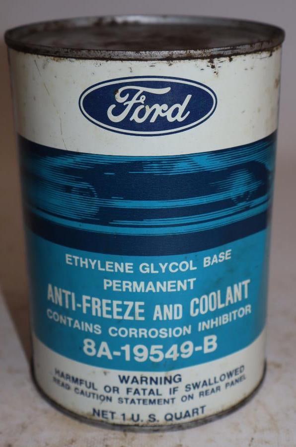 Ford Anti-Freeze One Quart Metal Oil Can: Full. 32oz