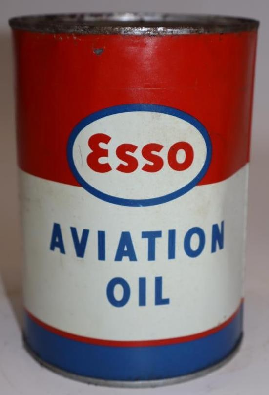 Esso Aviation One Quart Metal Oil Can: Full. 32oz