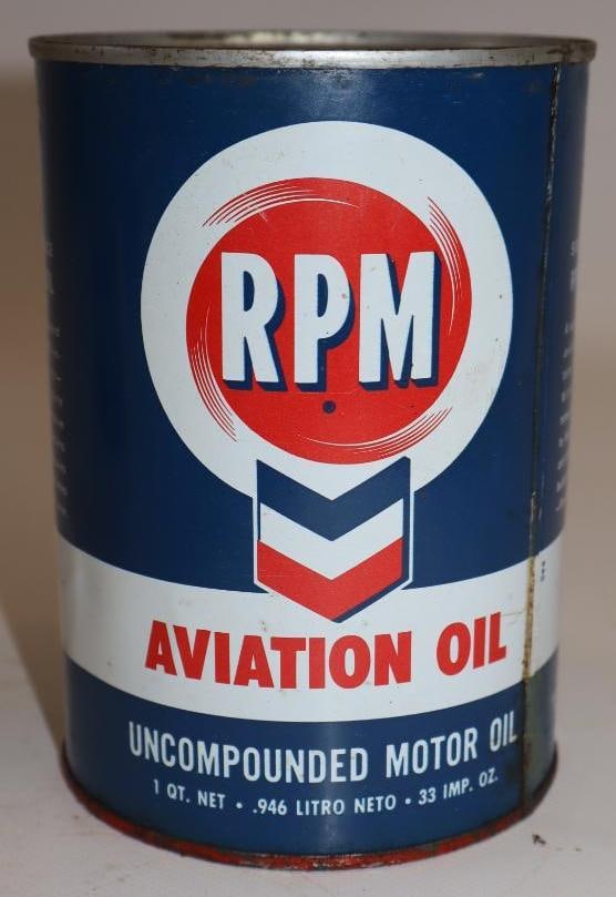 Chevron RPM Aviation One Quart Metal Oil Can: Empty. 32oz