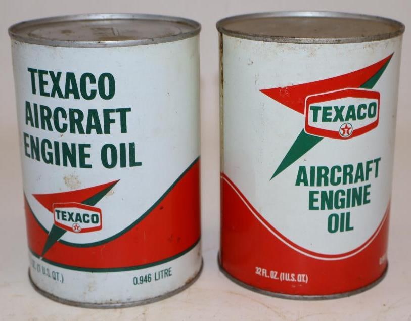 Group of 2 Texaco Aircraft One Quart Metal Oil Cans (1 of 2)