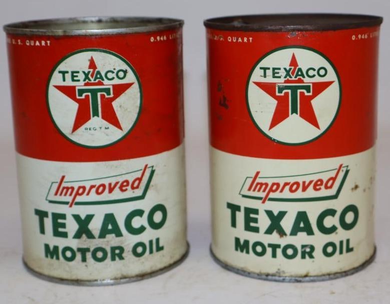 Group of 2 Texaco Improved One Quart Metal Oil Cans (1 of 2)