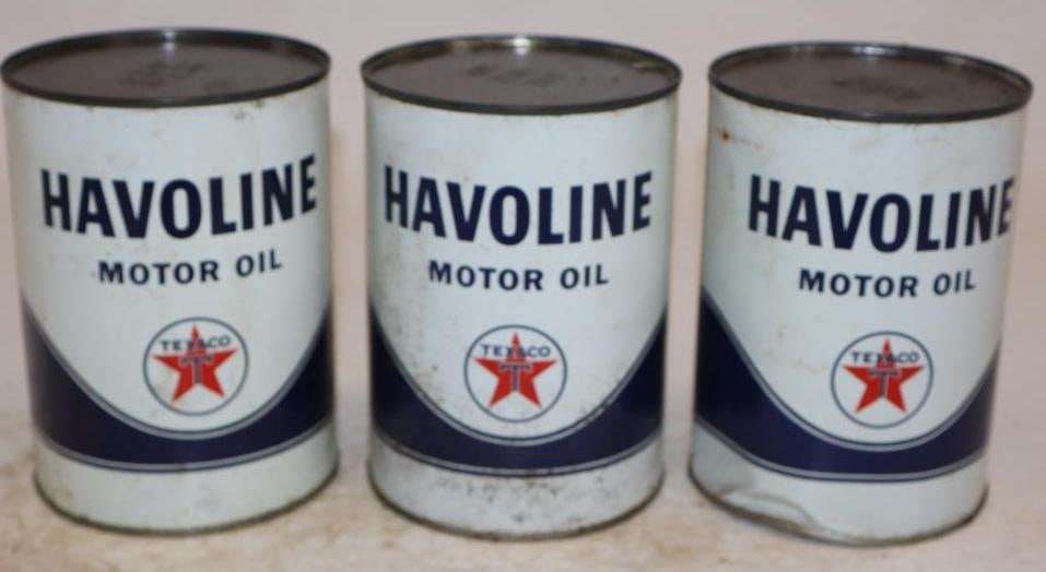 Group of 3 Texaco Havoline One Quart Metal Oil Cans (1 of 2)