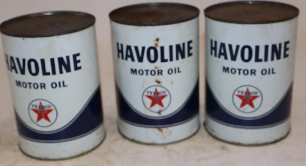 Group of 3 Texaco Havoline One Quart Metal Oil Cans (1 of 2)