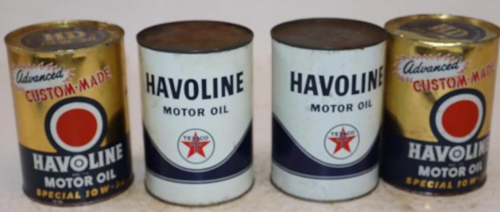 Group of 4 Texaco Havoline One Quart Metal Oil Cans (1 of 2)