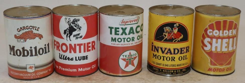 Group of 5 Different Reproduction One Quart Metal Oil Cans (1 of 2)