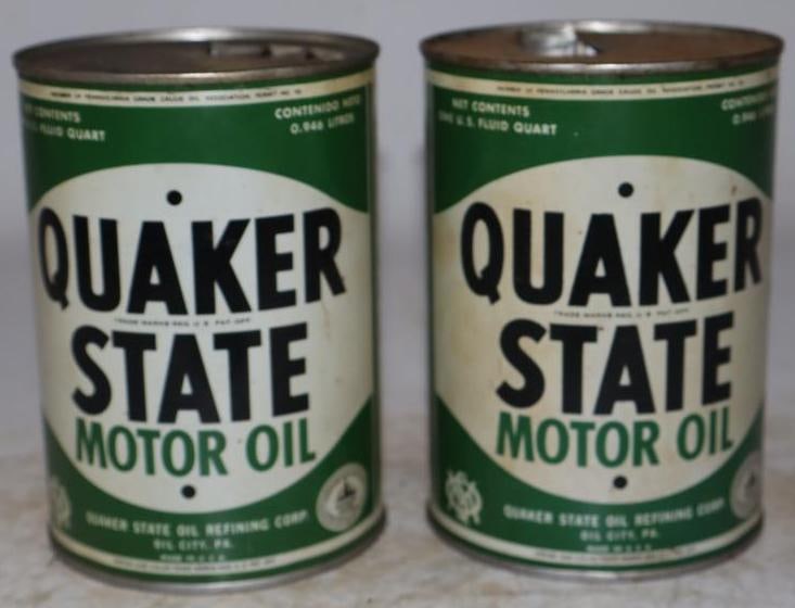Group of 2 Quaker State Metal One Quart Oil Cans (1 of 2)
