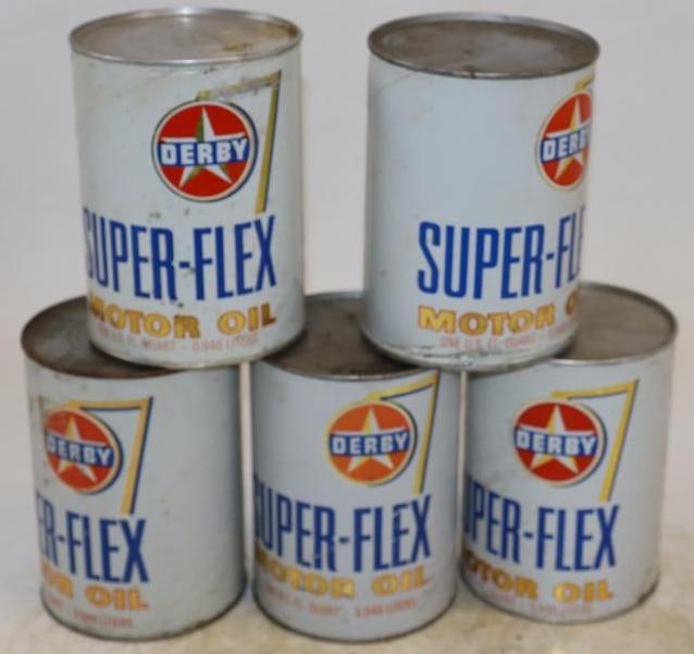 Group of 5 Derby Super-Flex One Quart Composite Oil Can: Empty. 32oz each