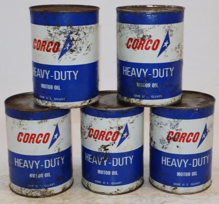 Group of 5 Corco HD One Quart Composite Oil Can: Empty. 32oz each