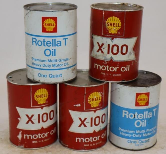 Group of 5 Shell One Quart Composite Oil Can (1 of 2)