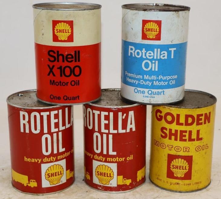 Group of 5 Shell One Quart Composite Oil Can (1 of 2)