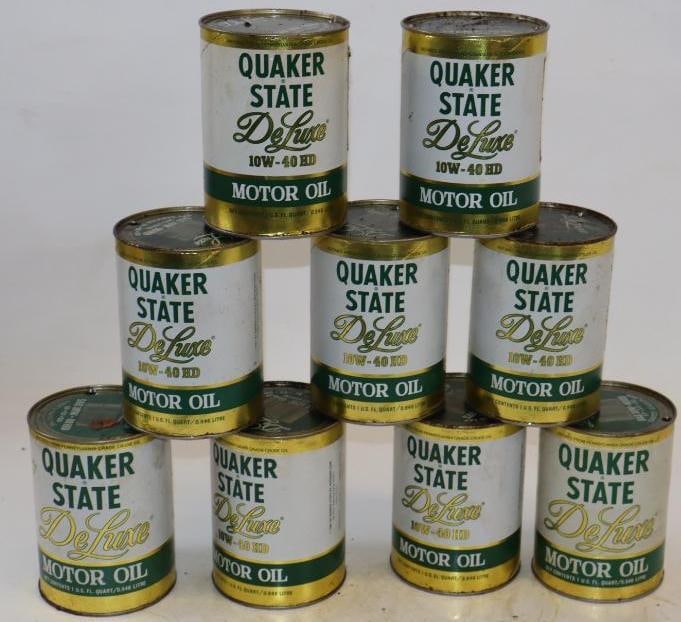 Group of 9 Quaker State Deluxe One Quart Composite Oil Cans (1 of 2)