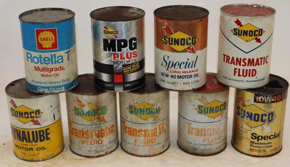 Group of 9 Sunoco One Quart Composite Oil Cans (1 of 2)