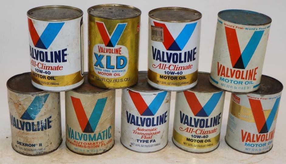 Group of 9 Valvoline One Quart Composite Oil Cans (1 of 2)