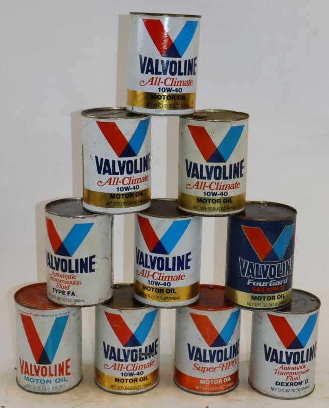 Group of 10 Valvoline One Quart Composite Oil Cans (1 of 2)