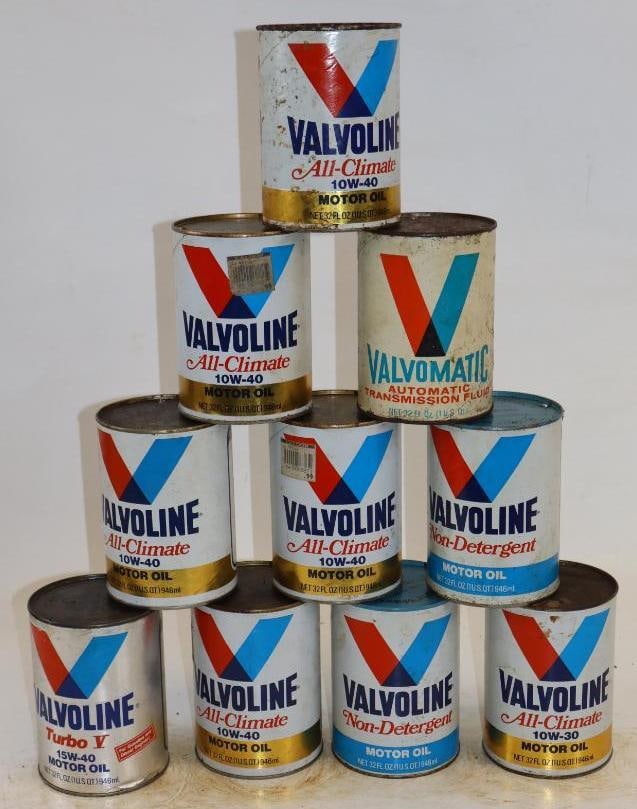 Group of 10 Valvoline One Quart Composite Oil Cans (1 of 2)