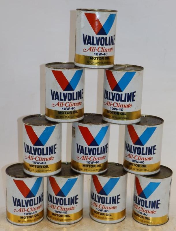 Group of 10 Valvoline One Quart Composite Oil Cans (1 of 2)