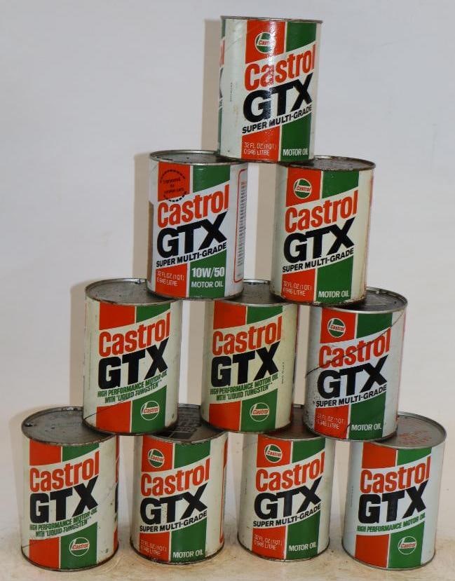 Group of 10 Castrol One Quart Composite Oil Cans: Empty. 32oz each