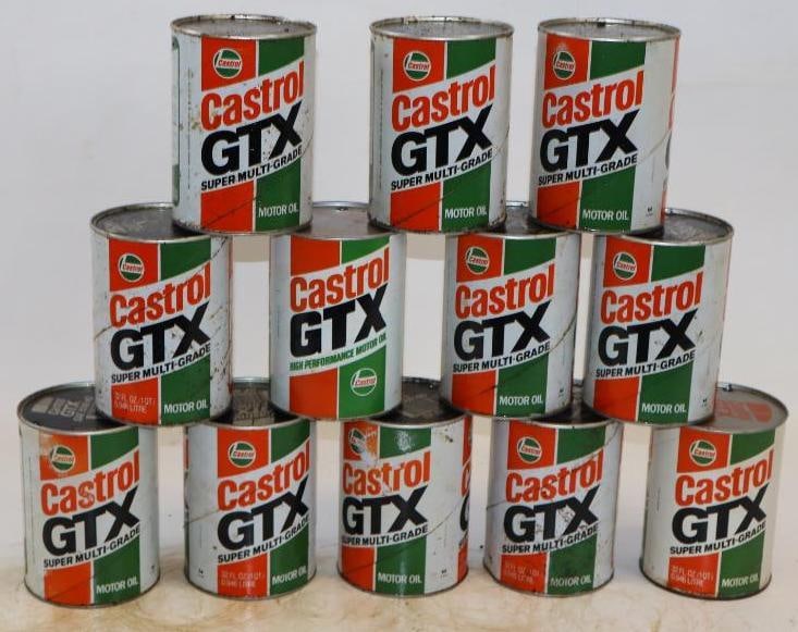 Group of 12 Castrol GTX One Quart Composite Oil Cans: Empty. 32oz each