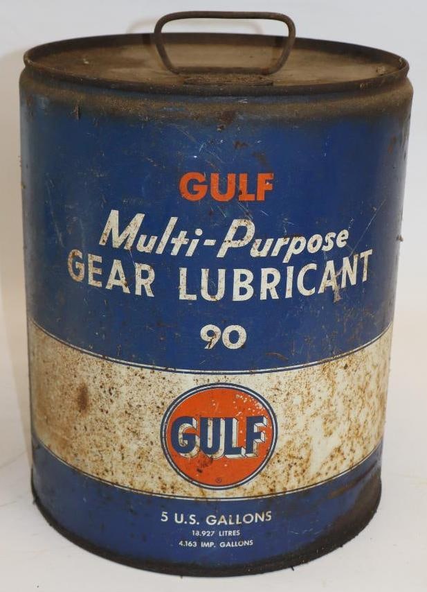 Gulf Gear Lubricant Five Gallon Metal Oil Can: 12" x 12" x 13.5"