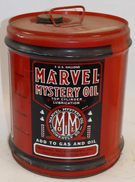 Marvel Mystery Oil Five Gallon Metal Oil Can: 12" x 12" x 13.5"