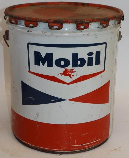 Mobil Five Gallon Metal Oil Can: 12" x 12" x 13.5"