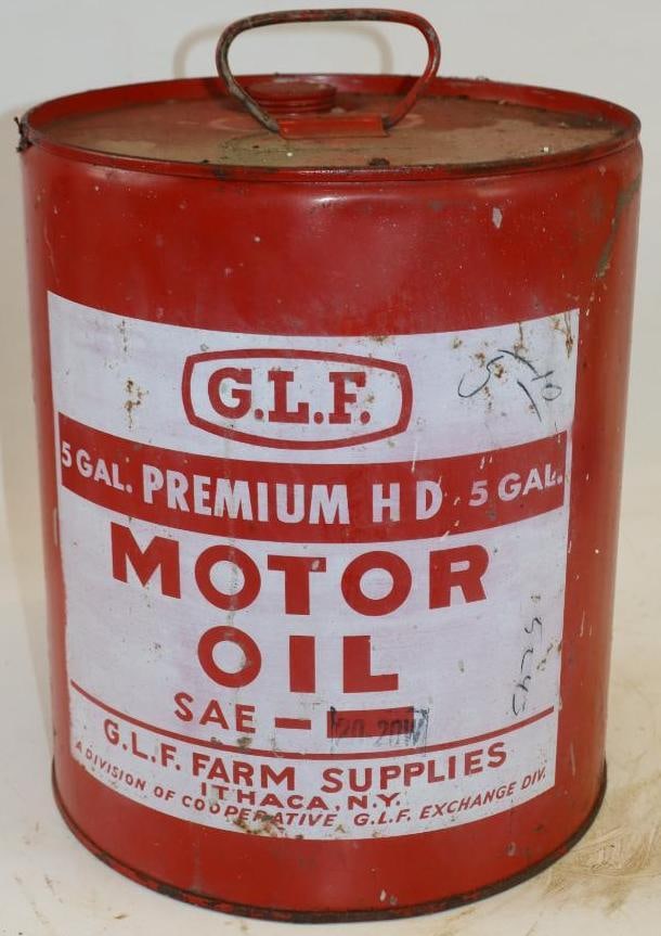 G.L.F. Five Gallon Metal Oil Can: 12" x 12" x 13.5"