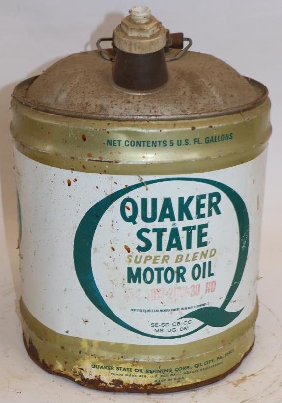 Quaker State Five Gallon Metal Oil Can: 12" x 12" x 16"
