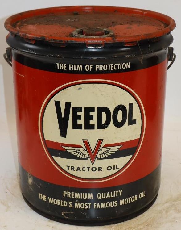 Tide Water Veedol Flying V (Red) Five Gallon Metal Oil Can: 12" x 12" x 13.5"