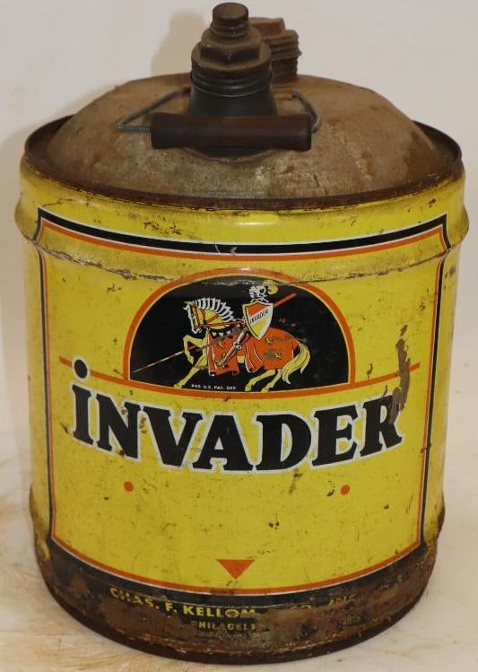 Invader Five Gallon Metal Oil Can: 12" x 12" x 16"