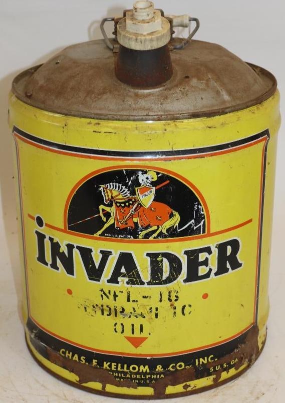 Invader Five Gallon Metal Oil Can: 12" x 12" x 16"