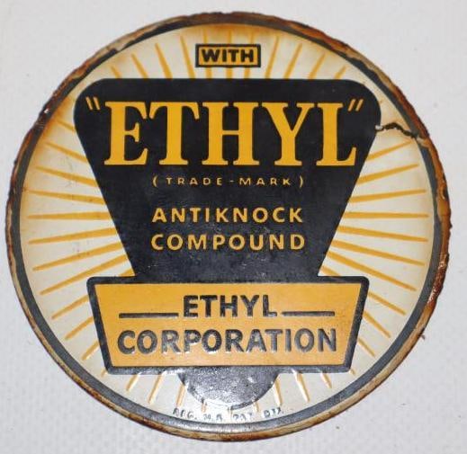 Ethyl Anti-Knock Compound Porcelain Gas Pump Sign (1 of 2)