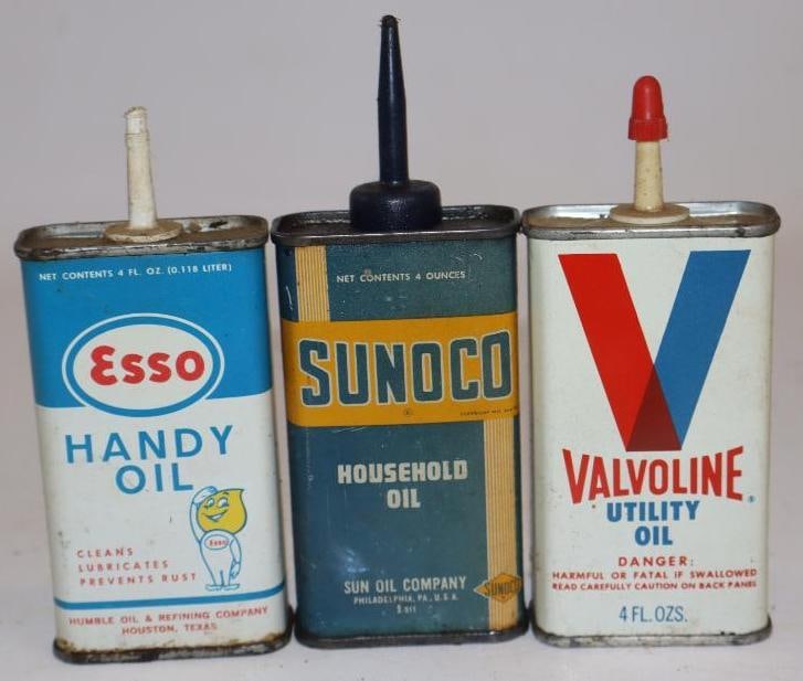 Group of 3 Sunoco, Valvoline, and Esso Handy Oil Cans: 4oz each