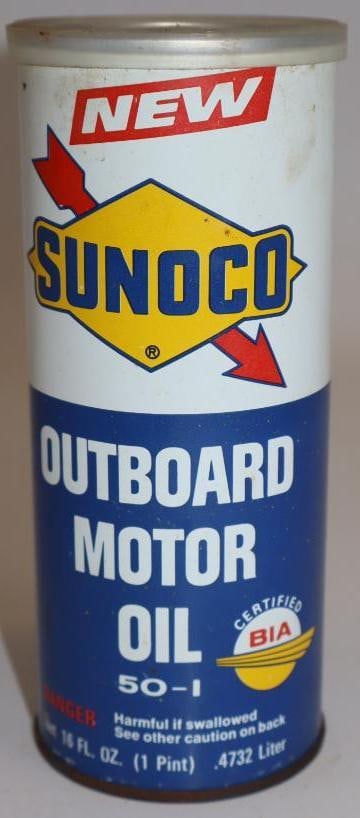 Sunoco Outboard Pint Oil Can: Full. 16oz