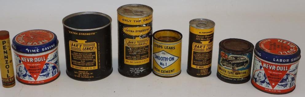 Group of 8 Auto Related Lubricant, Polish, and Cement Cans (1 of 4)