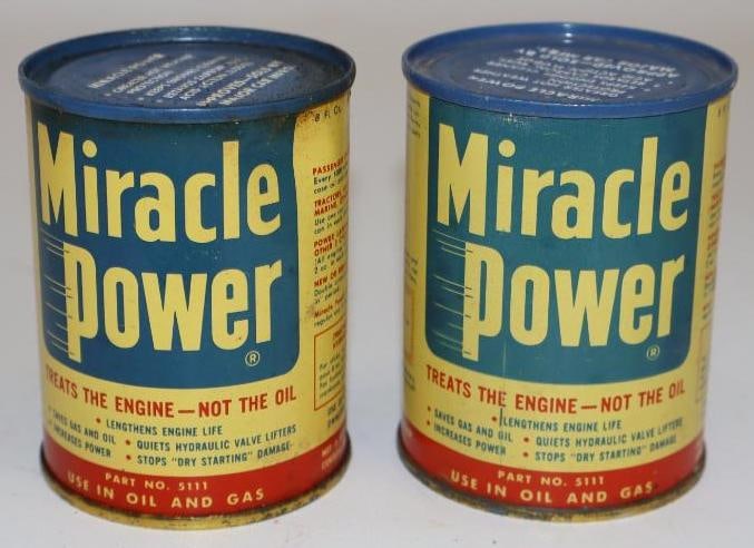 Group of 2 Miracle Power Oil Additive Cans: Both are full. 8oz each