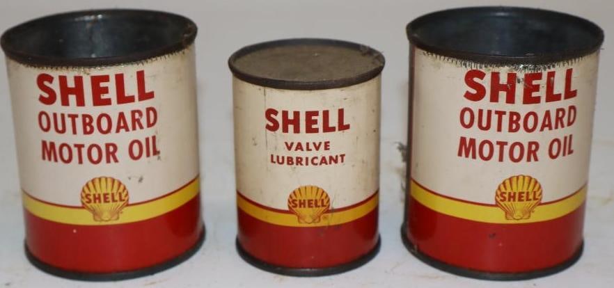 Group of 3 Shell Outboard and Valve Lubricant Oil Cans (1 of 2)