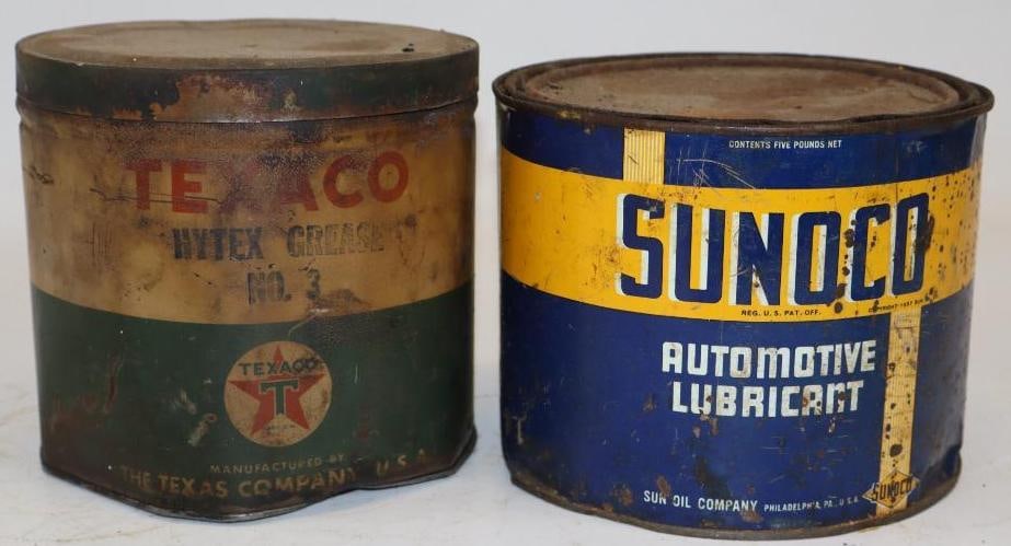 Group of 2 Sunoco and Texaco Five Pound Grease Cans (1 of 2)