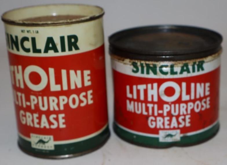 Group of 2 Sinclair Litholine One Pound Grease Cans (1 of 2)