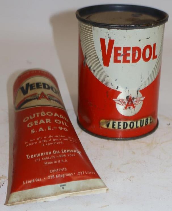 Group of 2 Veedol Outboard Grease Can and Tube (1 of 3)