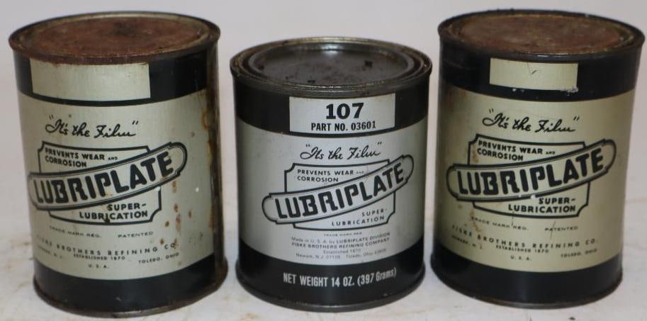 Group of 3 Lubriplate One Pound Grease Cans: 16oz each