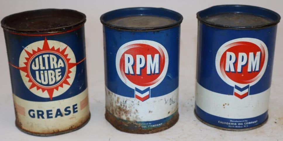 Group of 3 Ultra Lube and RPM One Pound Grease Cans: 16oz each