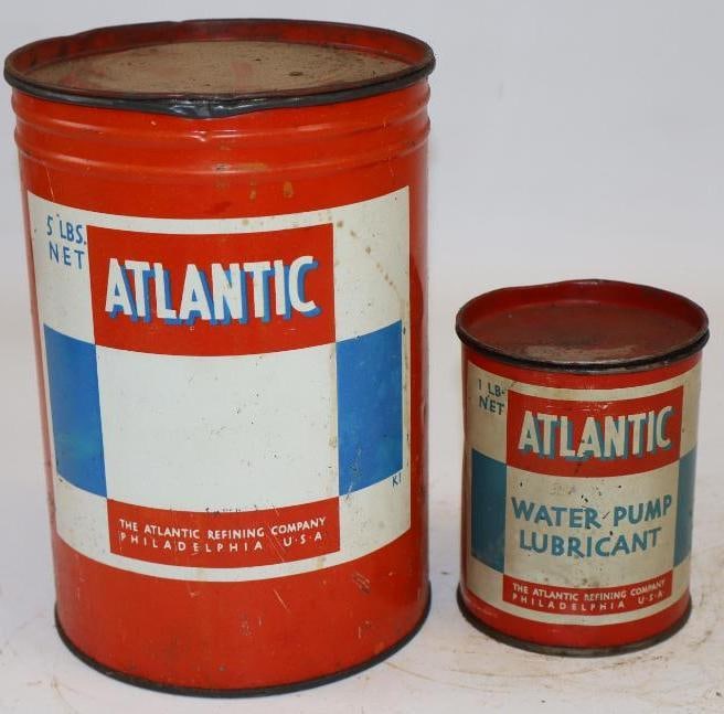Group of 2 Atlantic Five and One Pound Grease Cans (1 of 2)