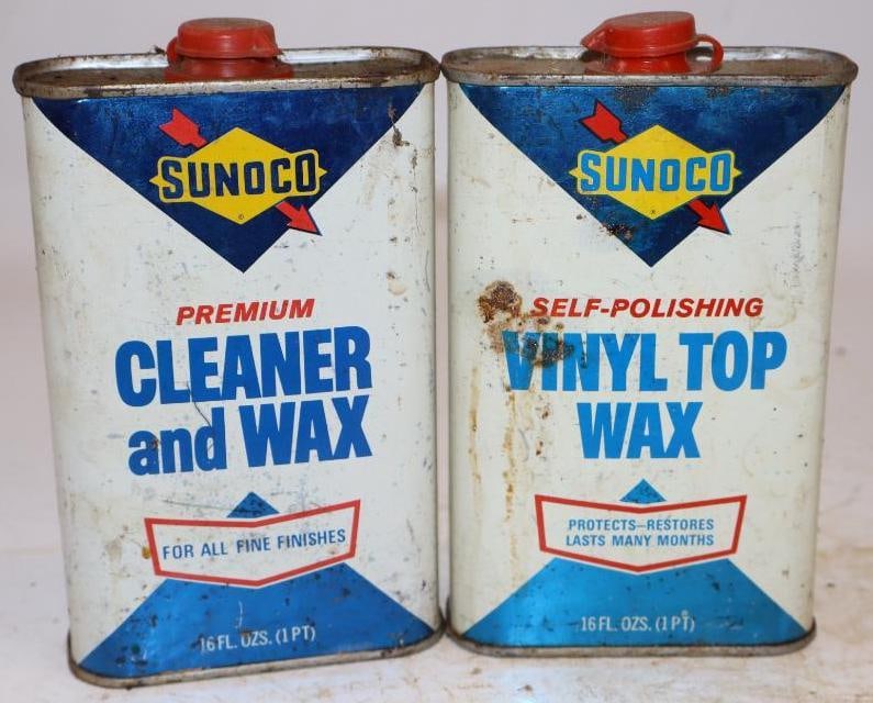 Group of 2 Sunoco Vinyl Top and Cleaner Wax Cans: 16oz each