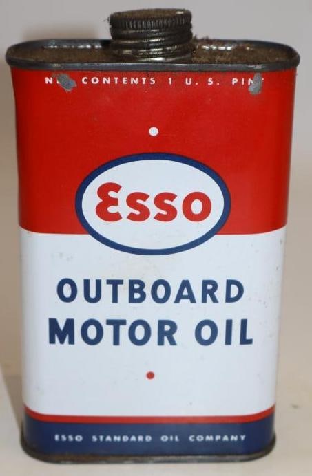 Esso Outboard One Pint Oil Can: Empty. 16oz