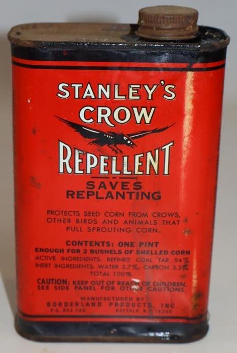 Stanley's Crow Repellent "Saves Replanting" One Pint Advertising Can: 16oz