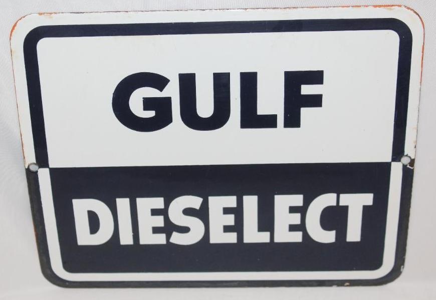Gulf Dieselect Porcelain Pump Plate Sign (1 of 4)