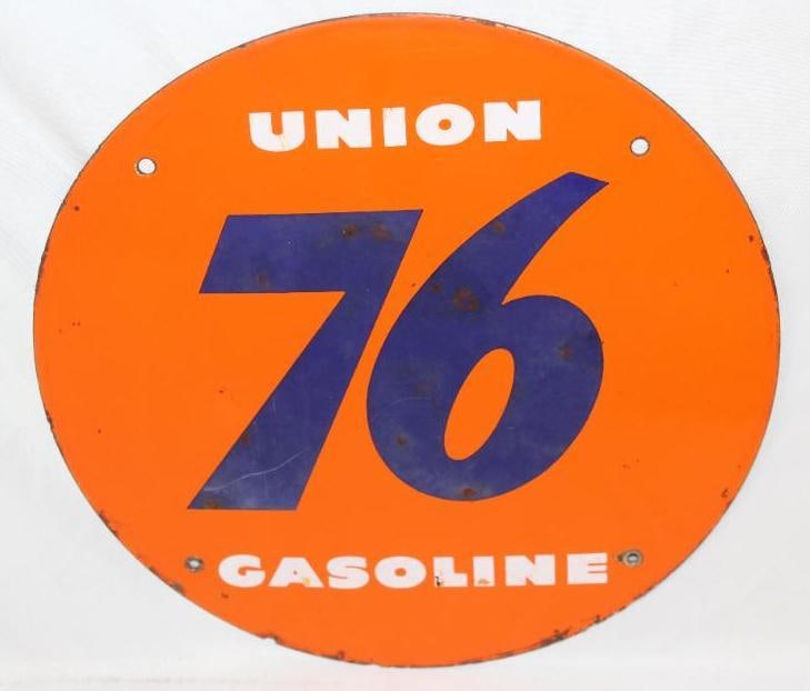 Union 76 Gasoline Porcelain Pump Plate Sign (1 of 4)